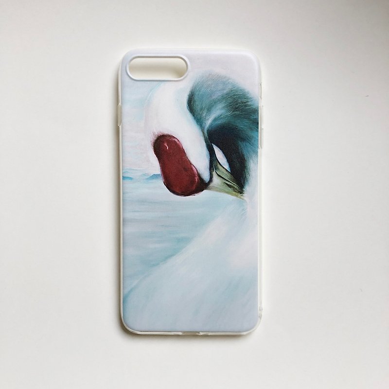 Snowfield white crane phone case - เคส/ซองมือถือ - พลาสติก 