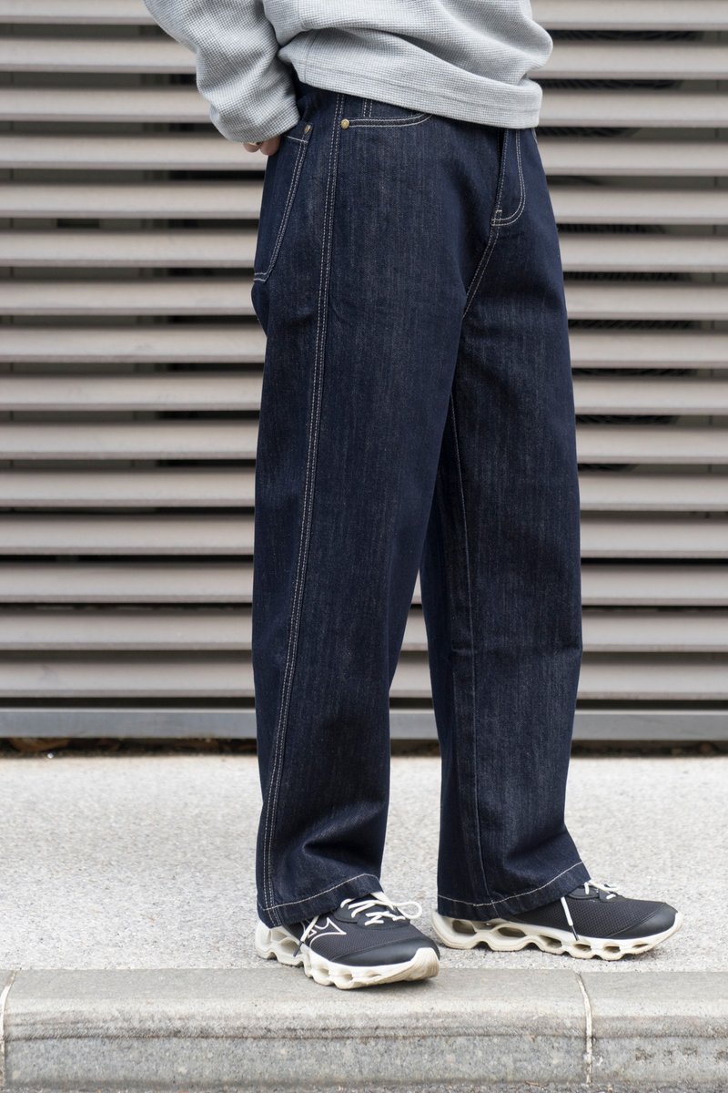 DENIM PANTS 日系潮流牛仔褲 美式復古原色單寧直筒寬鬆休閒長褲 - 男長褲/休閒褲 - 棉．麻 