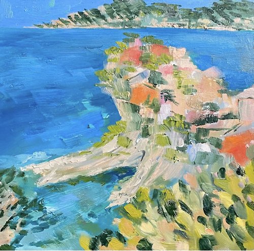 Gala 海島原創油畫畫布面板抽像印象派藝術海景畫海洋藝術抽像風景自然