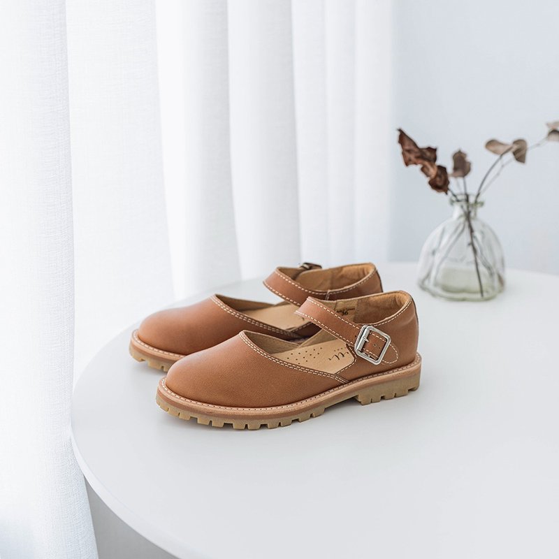 Japanese tangzhong doll shoes_ caramel cheese - Women's Leather Shoes - Genuine Leather Brown