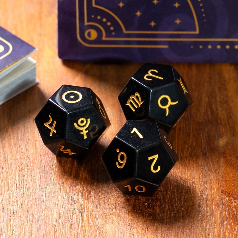 [Pre-order discount] Astrology Dice Set-Obsidian - ของวางตกแต่ง - เครื่องเพชรพลอย สีดำ