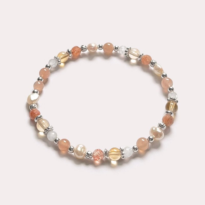 Citrine Stone Orange Moonlight Pearl 925 Sterling Silver Bracelet - Bracelets - Gemstone Orange