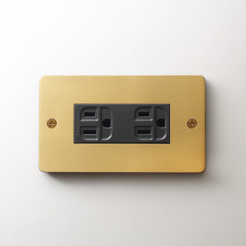 Standard switch panel hairline gold with Panasonic international brand double socket set with grounding - โคมไฟ - สแตนเลส 