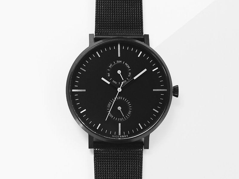 不鏽鋼 男錶/中性錶 黑色 - 新版本! 黑色 MG002 手錶 | 鋼帶+皮帶套裝