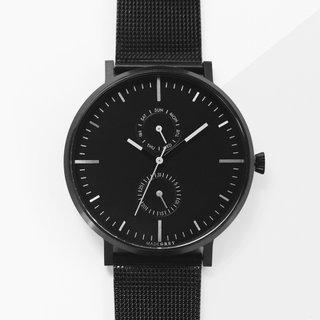 BLACK MG002 WATCH | MESH BAND+LEATHER BAND