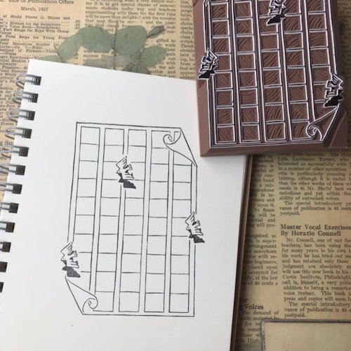 wakimichistamp 消しゴムはんこ 渡り鳥の原稿用紙メモ枠はんこ