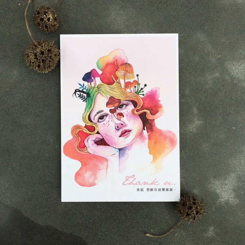 Illustrated postcard/want to say thank you - การ์ด/โปสการ์ด - กระดาษ 