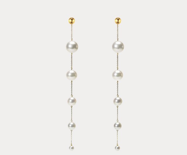 Déesse | 3.5-8mm Heart Goddess Japan Akoya Gradient Seawater Pearl 18K  Earrings