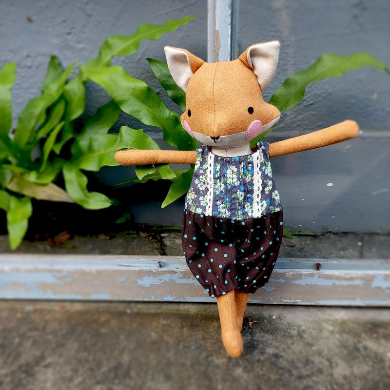 Handmade Fox Rag Doll - ตุ๊กตา - ผ้าฝ้าย/ผ้าลินิน สีส้ม