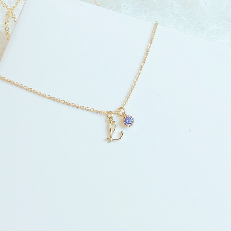 Golden color Initial a to z Necklace  Birthday - Necklaces - Glass Gold