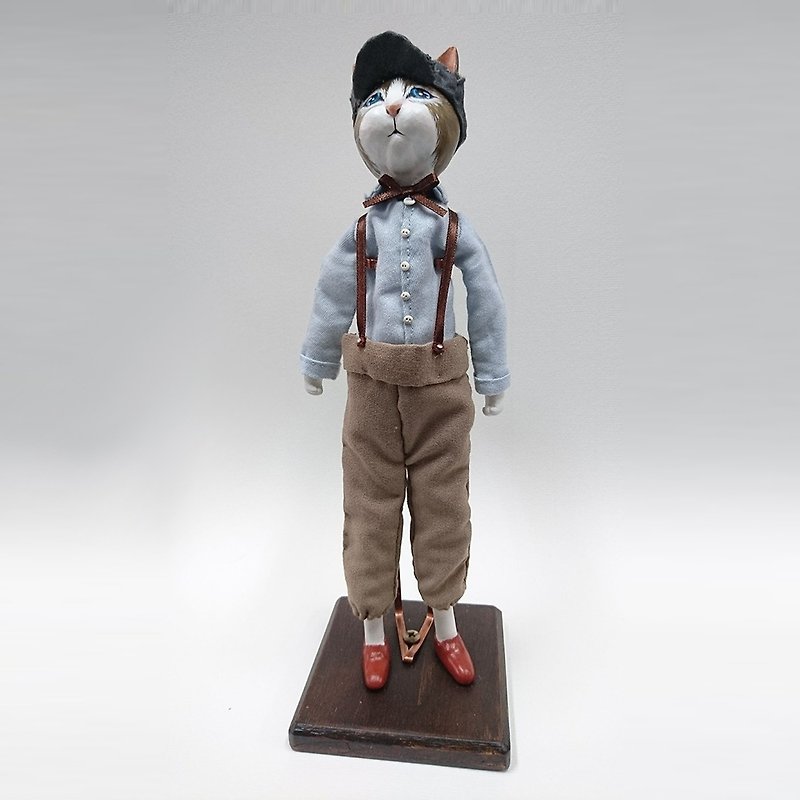 Handmade Doll - Newsboy Cat - Stuffed Dolls & Figurines - Other Materials 