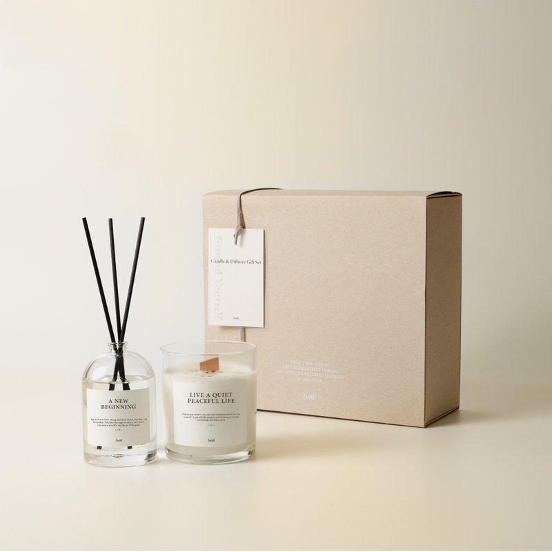 Scented candle* diffuser bottle gift box with card and branded paper bag - เทียน/เชิงเทียน - ขี้ผึ้ง 