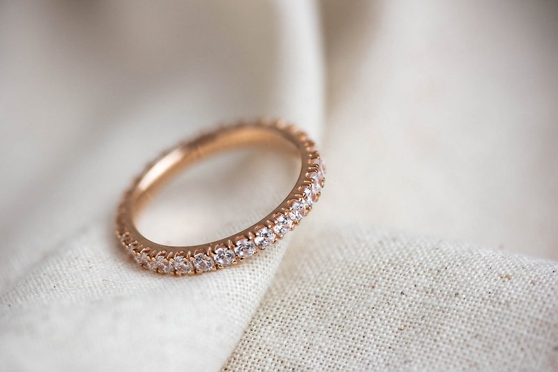 Your Wedding Band Diamond Ring • 18K Gold Vermeil Ring - General Rings - Sterling Silver Pink