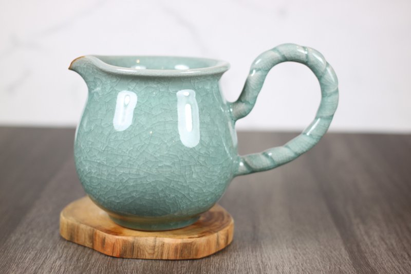 【送禮好物】G018哥窯冰裂 手拉握把茶海 咖啡下壺 葉敏祥手作 - 咖啡壺/手沖壺 - 瓷 