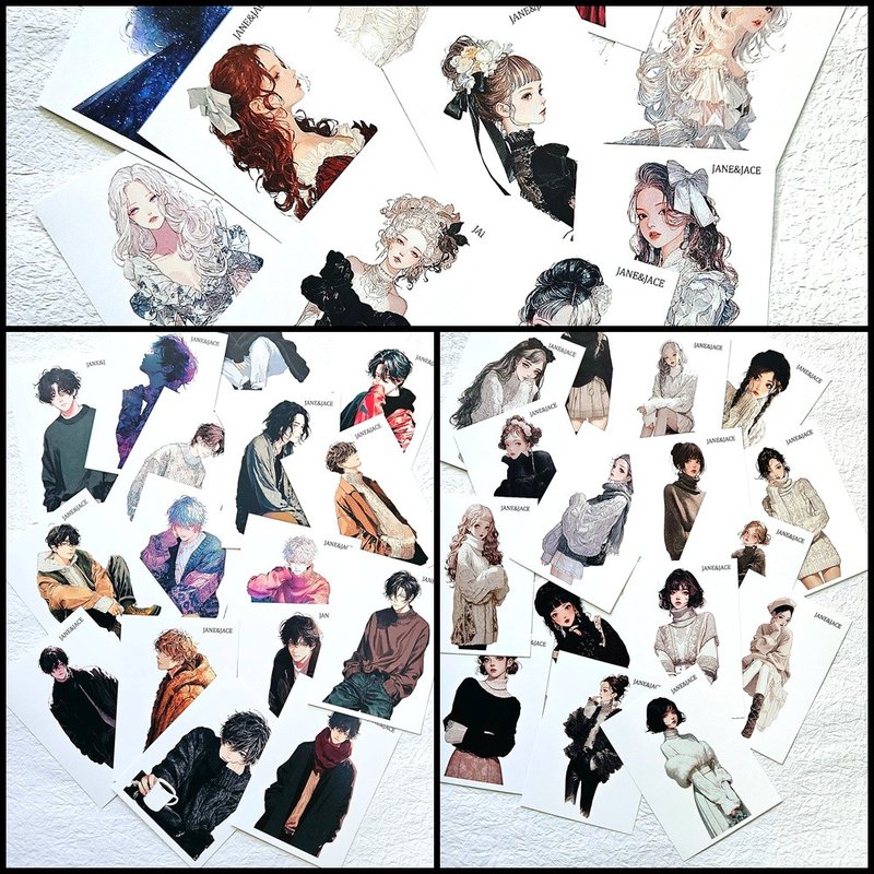 Jane/Jace 16-piece pack (3 types) - 貼紙 - 紙 