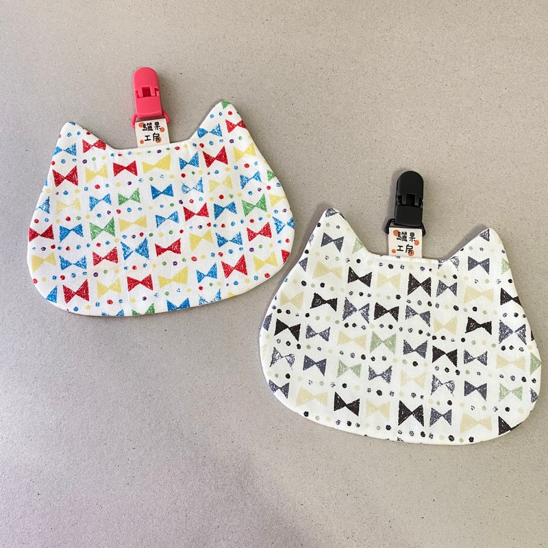 Cat Shaped Handkerchief | Japanese Painted Bow - Bibs - Cotton & Hemp Multicolor