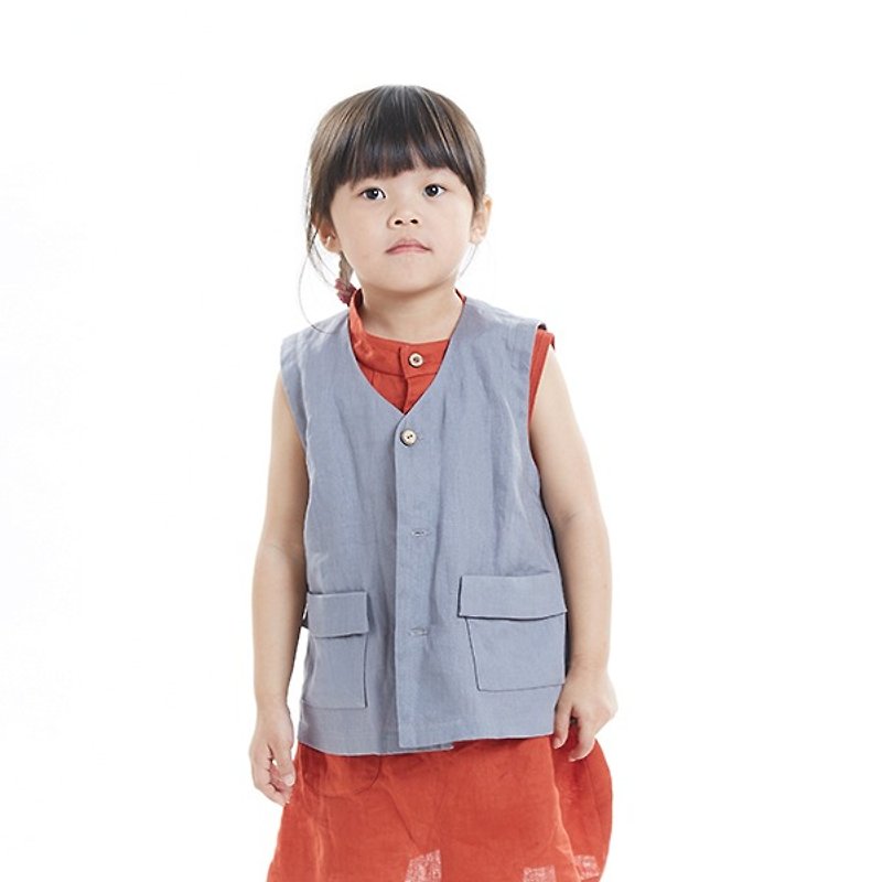Q0037 long vest pocket edition neutral - gray Yinshu - Other - Cotton & Hemp Gray