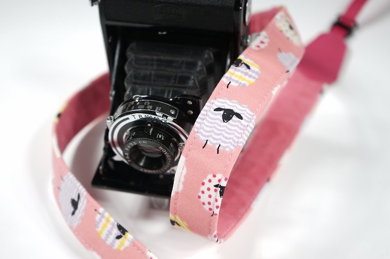 粉粉羊舒壓相機背帶2.5 - 菲林/即影即有相機 - 棉．麻 粉紅色