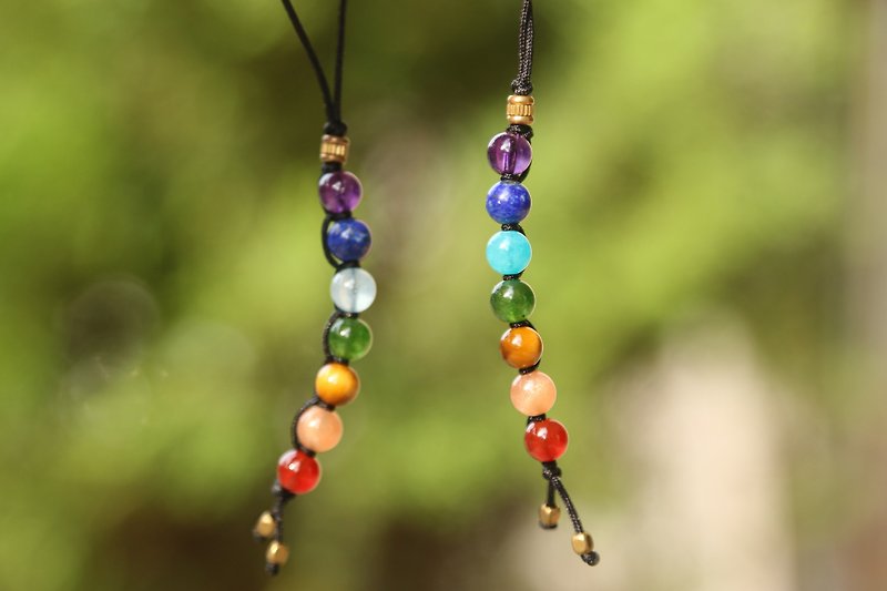 【Series of Charm】４ types of ７Chakras beaded charm, keychain (Portable energy) - Charms - Gemstone Multicolor