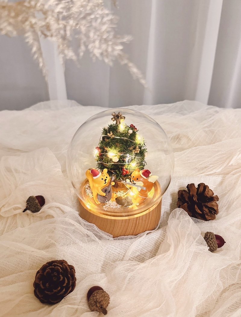 【Christmas Concert Glass Cup】│Preserved Flowers│Dried Flowers│Rotating Glass Cup│Includes Lighting - Plants - Plants & Flowers Red