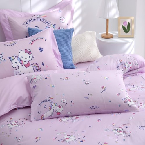 家適居家寢飾生活館 Hello Kitty-床包枕套組-獨角獸-粉-正版授權