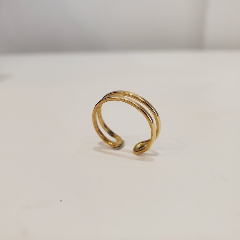 【戒指】黃銅雙層活動開口戒指 母親節/ 畢業禮物/ 情人節禮物 - 戒指 - 銅/黃銅 金色