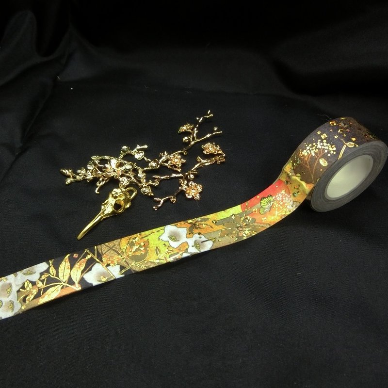 夕日之蝶-鑽石雷射箔押-燙金紙膠帶 - 紙膠帶/和紙/PET - 紙 黃色