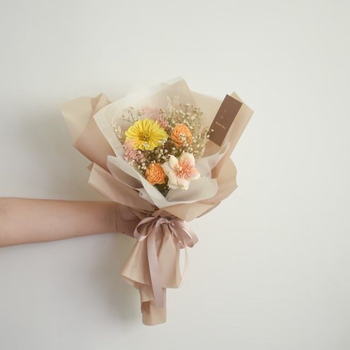 花，說 Flowers Story 乾燥花 /橘黃色系乾燥花束/求婚花束 捧花 生日 告白 乾燥花 客製化 七夕