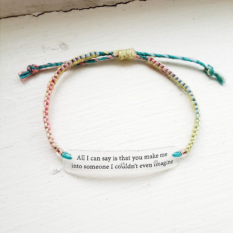momolico rainbow rope woven bracelet micro text sentence express love Wen Qing - สร้อยข้อมือ - วัสดุอื่นๆ หลากหลายสี