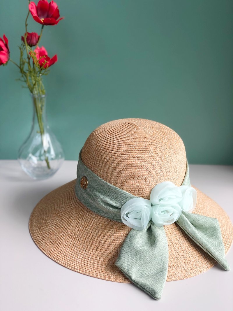 原創翠綠色花朵帽子 - 帽子 - 其他材質 綠色