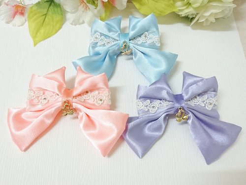 喵島服裝工作室 【貓の花嫁】優雅玫瑰晶戀貓耳緞布髮夾丨甜美蘿莉塔Lolita