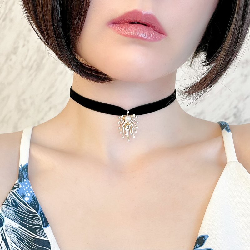 Anne Boleyn Necklace Choker SV334 - Chokers - Other Metals Black