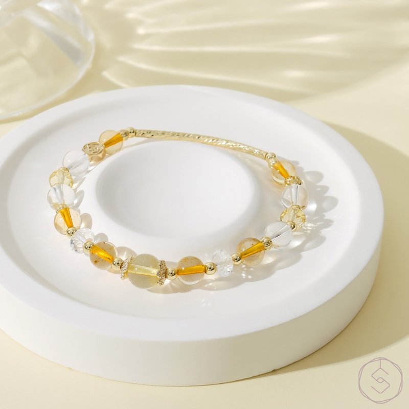 (Wealth + Career) Dinner Party | Citrine and White Crystal | Natural Crystal Bracelet - Bracelets - Crystal Yellow