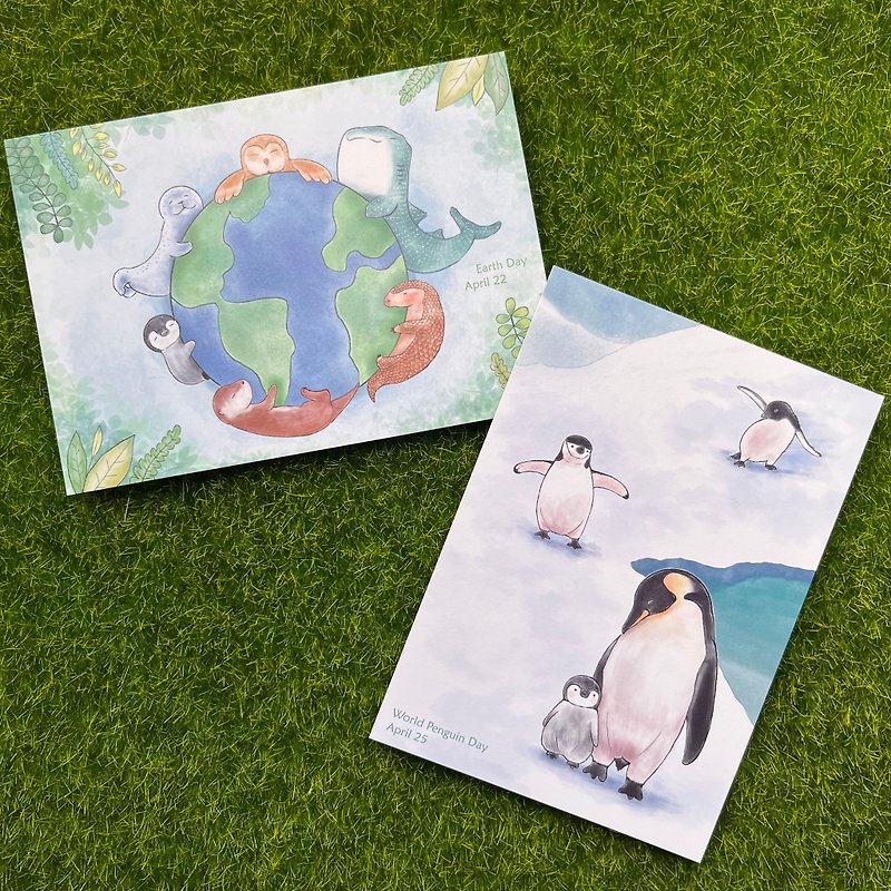 【Hello I'm Gene (Static)】Earth Day/World Penguin Day (2 entries) - Cards & Postcards - Paper Green