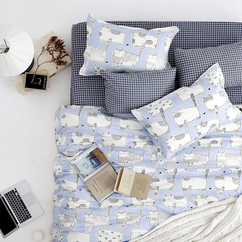 オプションの8つの美しいシングルベッドシングルベッド/ベッドバッグ手描き猫40綿ベッド枕カバーキルトカバー - 寝具 - コットン・麻 ホワイト