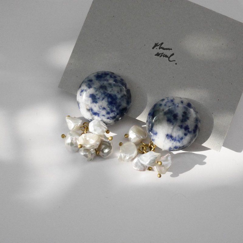 Earrings ピアス/ イヤリング | The lines of the sea - Earrings & Clip-ons - Semi-Precious Stones Blue