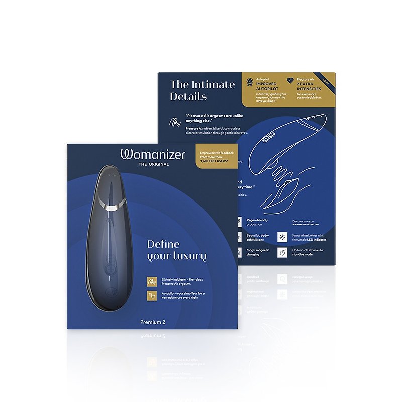 German Womanizer Premium 2 sucking pleasure device|Blue - Adult Products - Silicone 