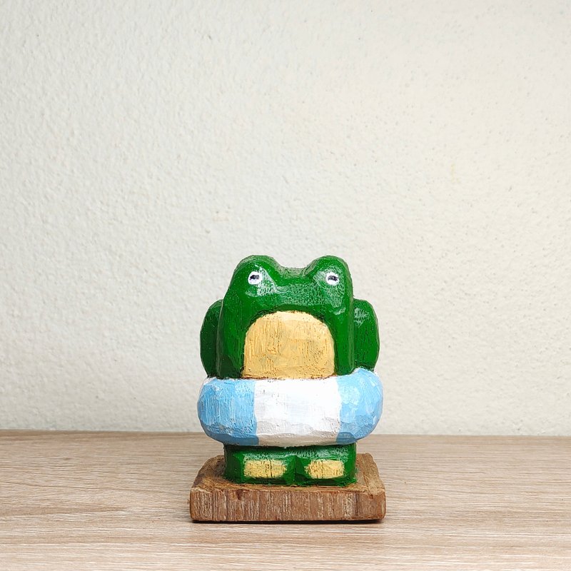 frog rubber ring, handmade decoration, collectibles, small wood carvings - Items for Display - Wood 