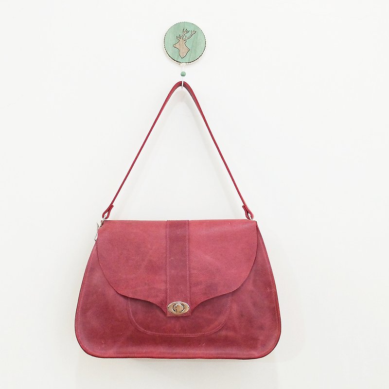 Plum red leather curve ladies bag deep plum red / jujube XL number - Messenger Bags & Sling Bags - Genuine Leather Red