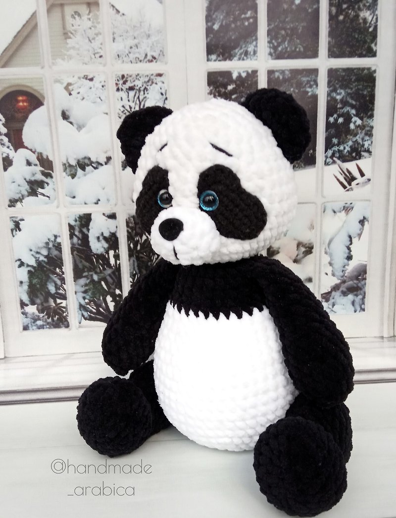 Amigurumi crochet pattern - Digital PDF pattern - Crochet panda pattern - เย็บปัก/ถักทอ/ใยขนแกะ - เส้นใยสังเคราะห์ ขาว