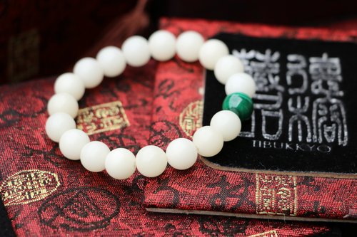 TIBUKKYO德榕藏品 精品白玉菩提根手珠 10mm 孔雀石 客製化串珠設計 穿搭飾品 手串