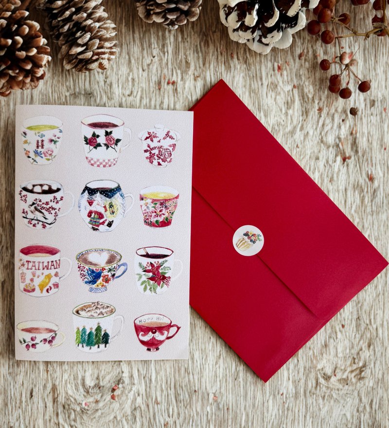 New　Mugs and Tea cups Christmas card - 卡片/明信片 - 紙 