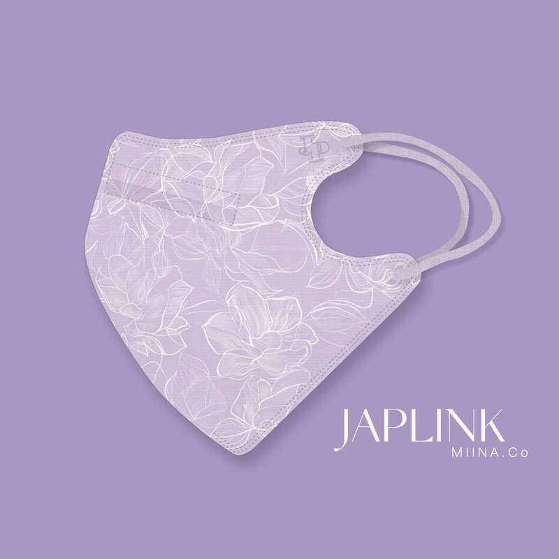 【標準】JAPLINK HEPA 高科技水駐極 立體醫療口罩- 縷光花繪 - 口罩/口罩收納套 - 聚酯纖維 紫色