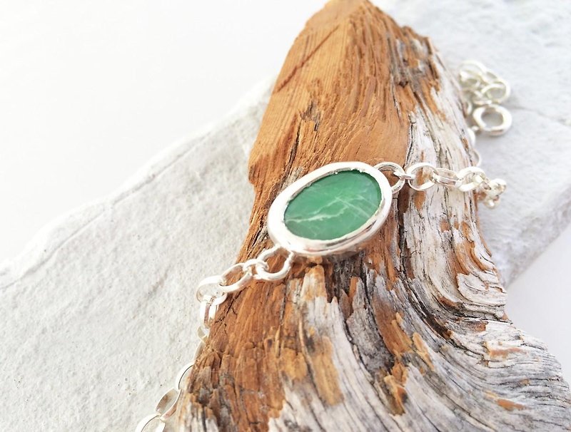 Burmese natural jade SV bracelet - สร้อยข้อมือ - เครื่องเพชรพลอย สีเขียว