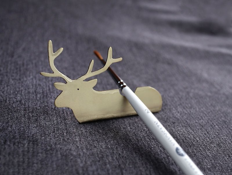ni.kou Brass Christmas Snow Reindeer Pen Holder - Pen & Pencil Holders - Other Metals 