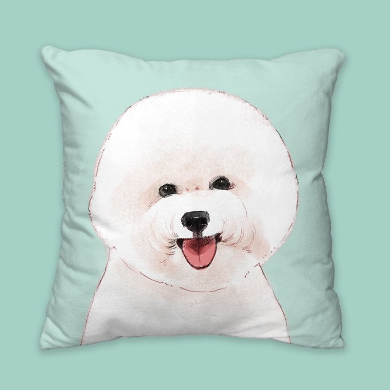 [I will always love you] Classic Bichon Pillow Dog Animal Pillow/Pillow/Cushion - หมอน - ผ้าฝ้าย/ผ้าลินิน สีน้ำเงิน