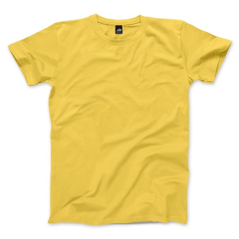 プレーンユニセックス半袖Tシャツ-イエロー - Tシャツ メンズ - コットン・麻 イエロー