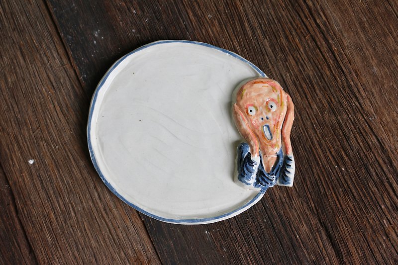 Plate Ceramic The Scream  - 盤子/餐盤/盤架 - 陶 藍色