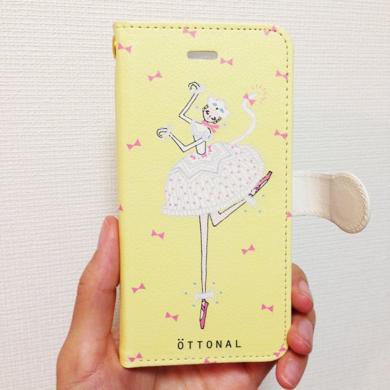 (iPhone) 白い猫　手帳型スマホケース - 其他 - 其他材質 黃色