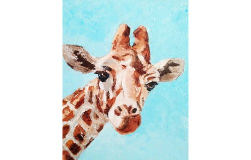 キリンオリジナル油絵アフリカの動物のウォールアート小さな